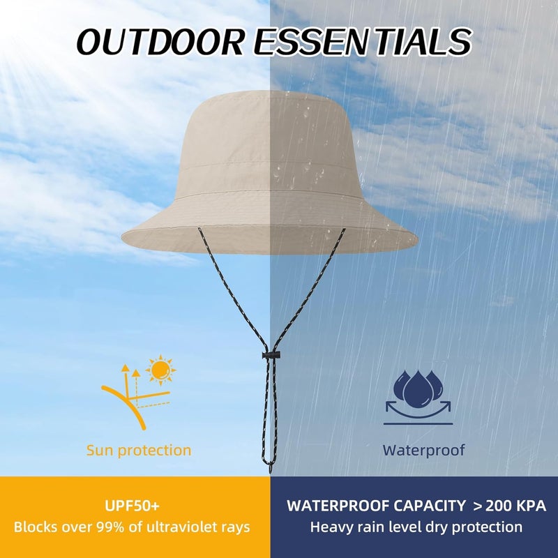 Durio Waterproof Bucket Hats for Woman UPF 50+ Sun Hat UV Protection Packable Rain Hats for Women Lightweight Hiking Hat - Image 2